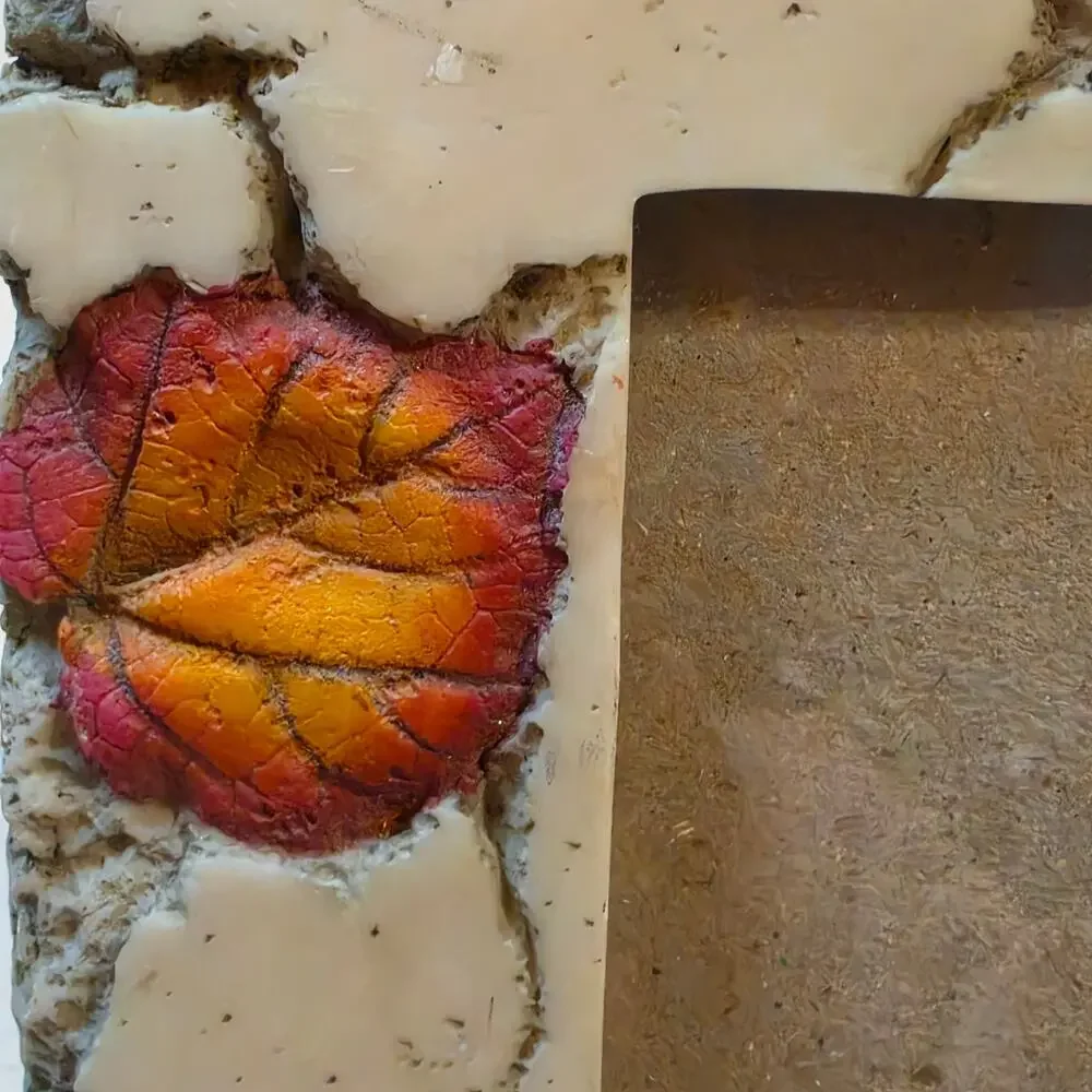 Vintage Faux Stone Resin Picture Frame 3D Fall Leaves Cracked Textured Decor